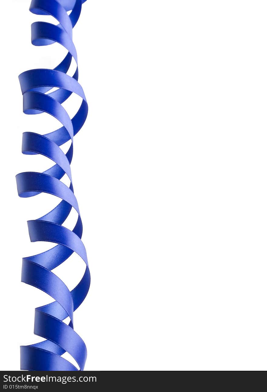 Blue ribbon border isolated on white background