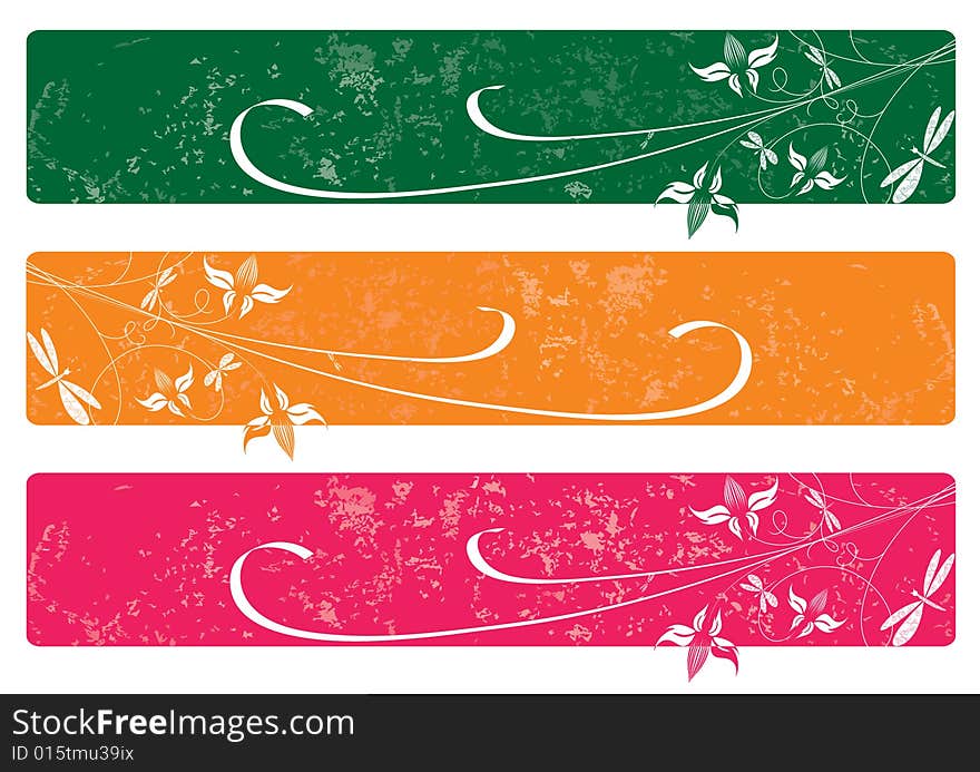 Decorative flowers on grunge background, vector illustration. Please see some similar pictures from my portfolio. Additional format: EPS-8