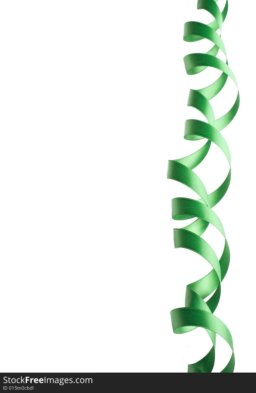 Green ribbon border isolated on white background