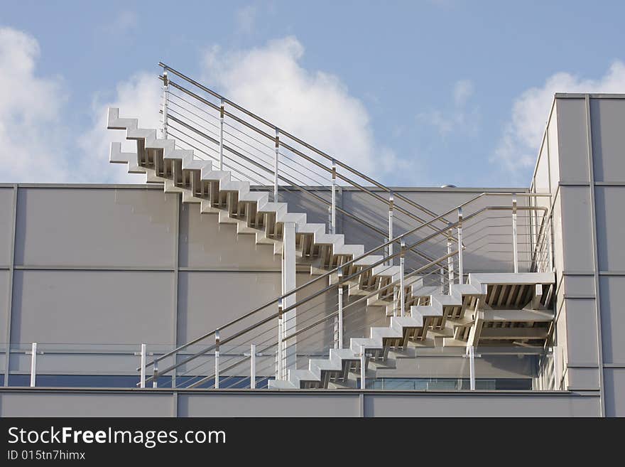 Metal staircase in an outdoor environment