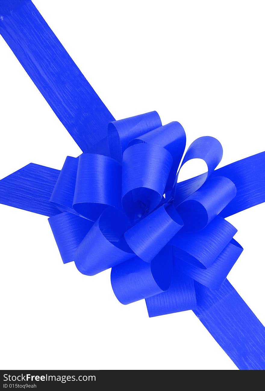 A blue ribbon  isolated on the white background