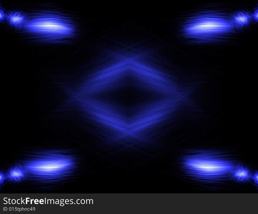 Fantasy bright blue particles in black background