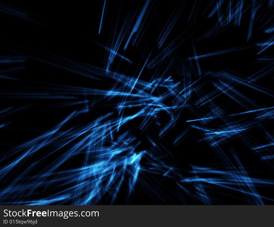 Fantasy blue particles emission in black background