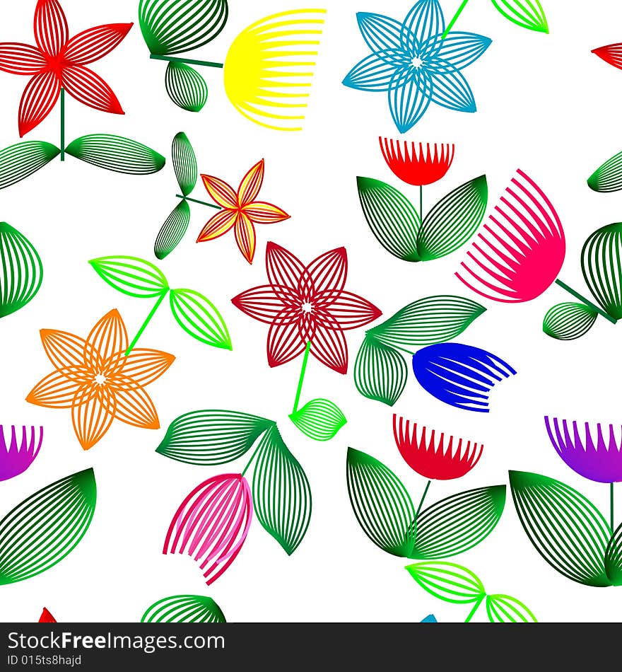 Vivid, colorful, repeating flower background. Vivid, colorful, repeating flower background