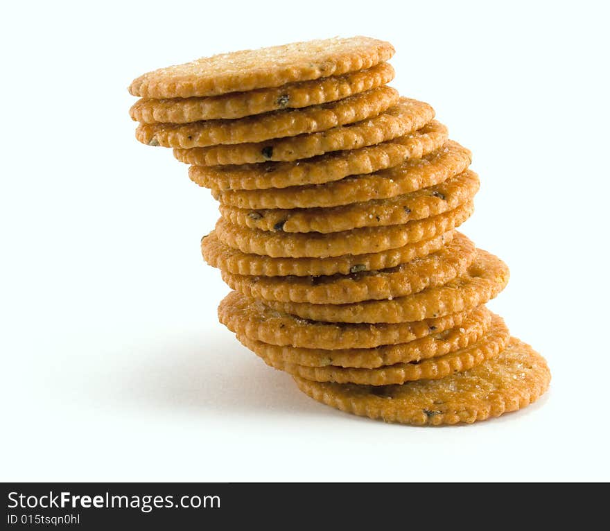 Crackers on white background