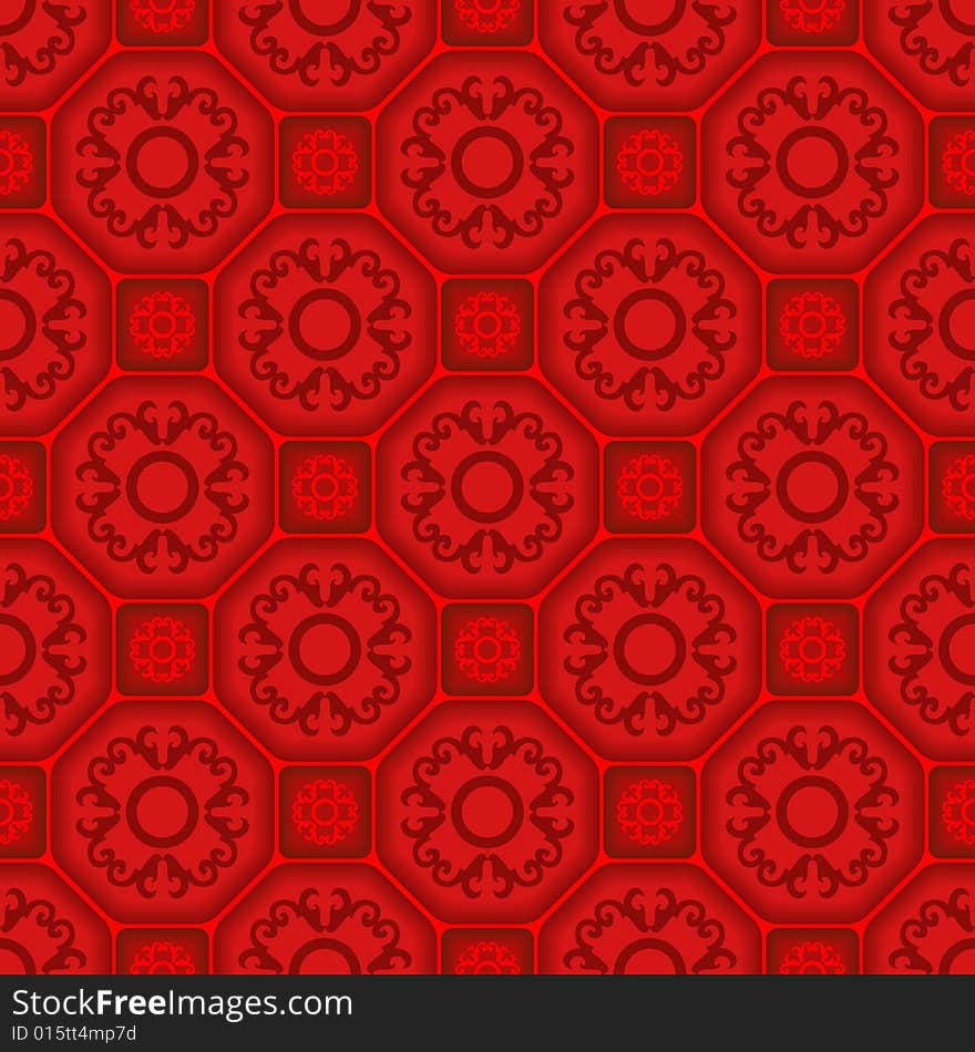 Seamless 3d tile vector pattern with ornament. Seamless 3d tile vector pattern with ornament