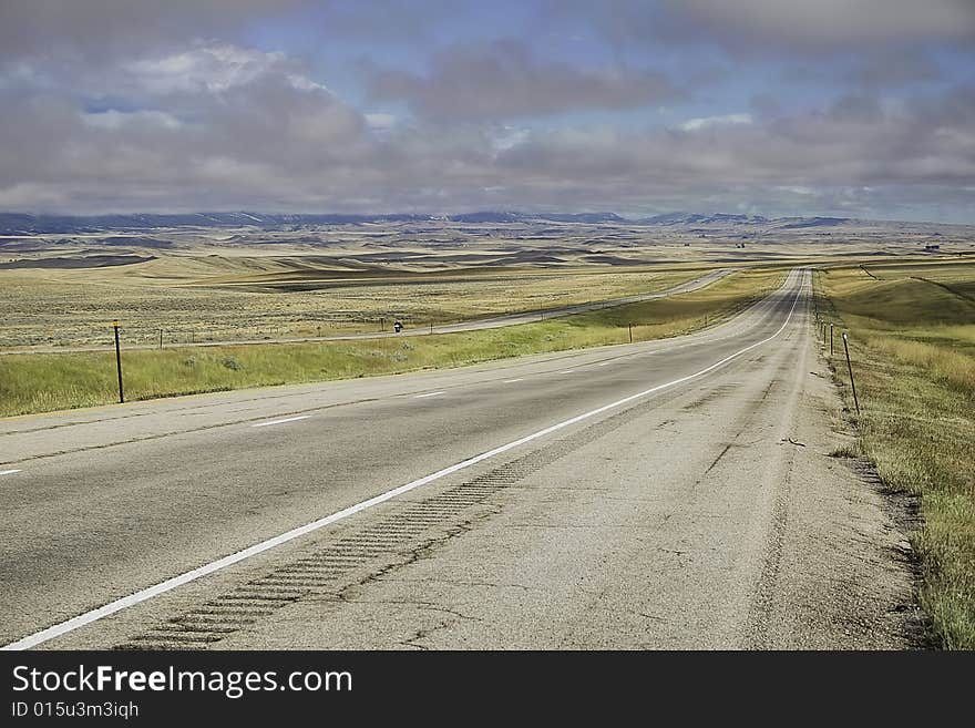 Montana Highway with Low Cloud Ceiling