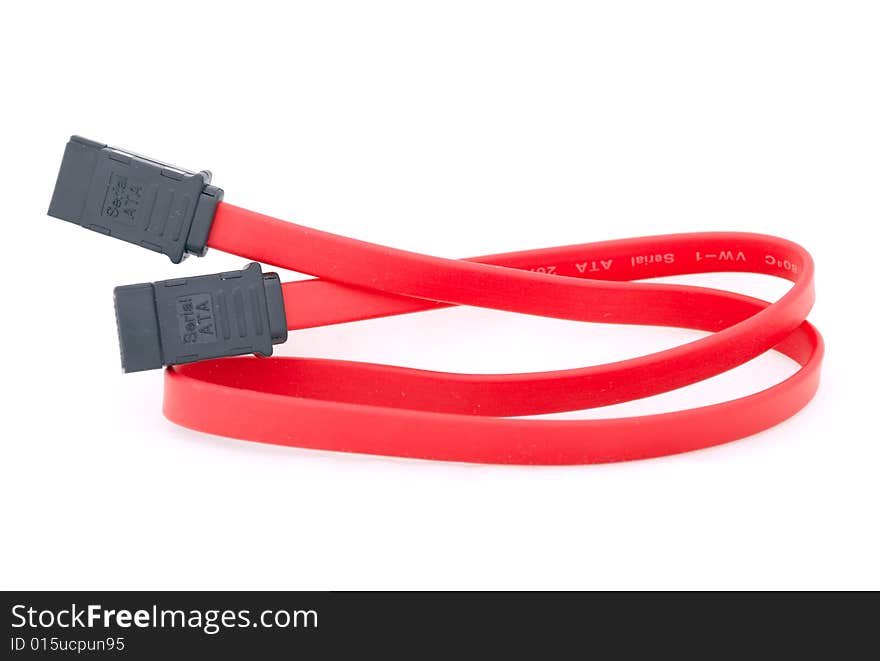 S-ata computer cable on white background