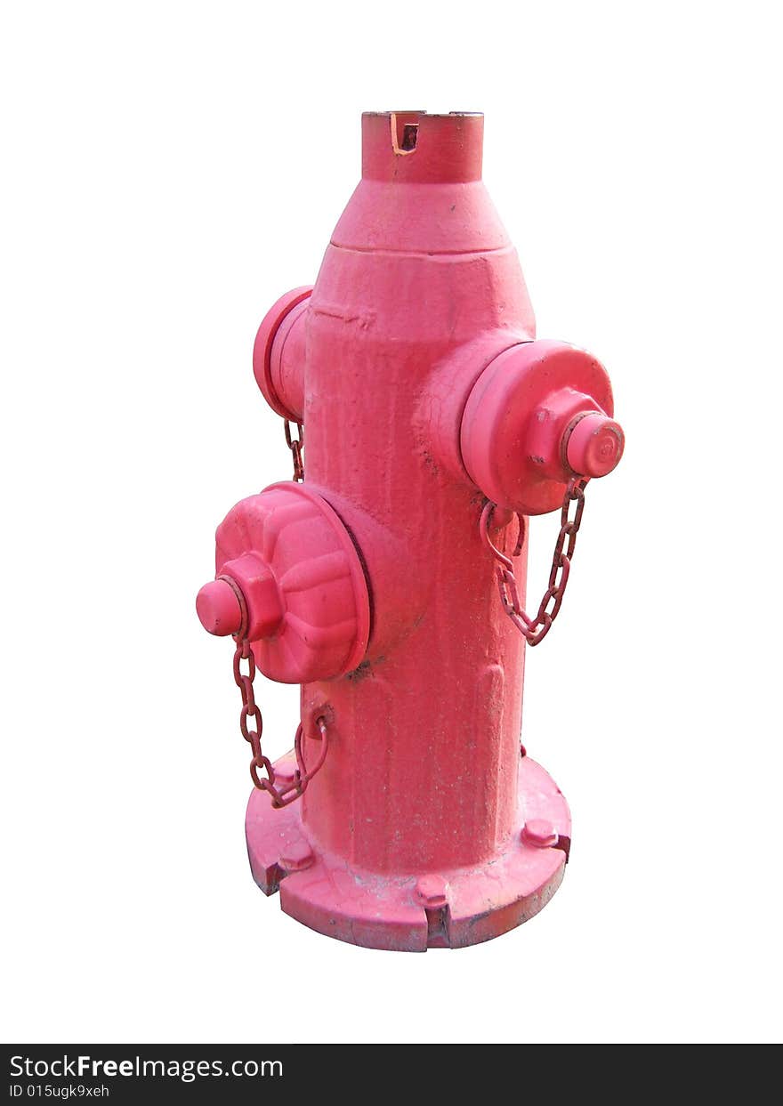 Red fire hydrant with white background