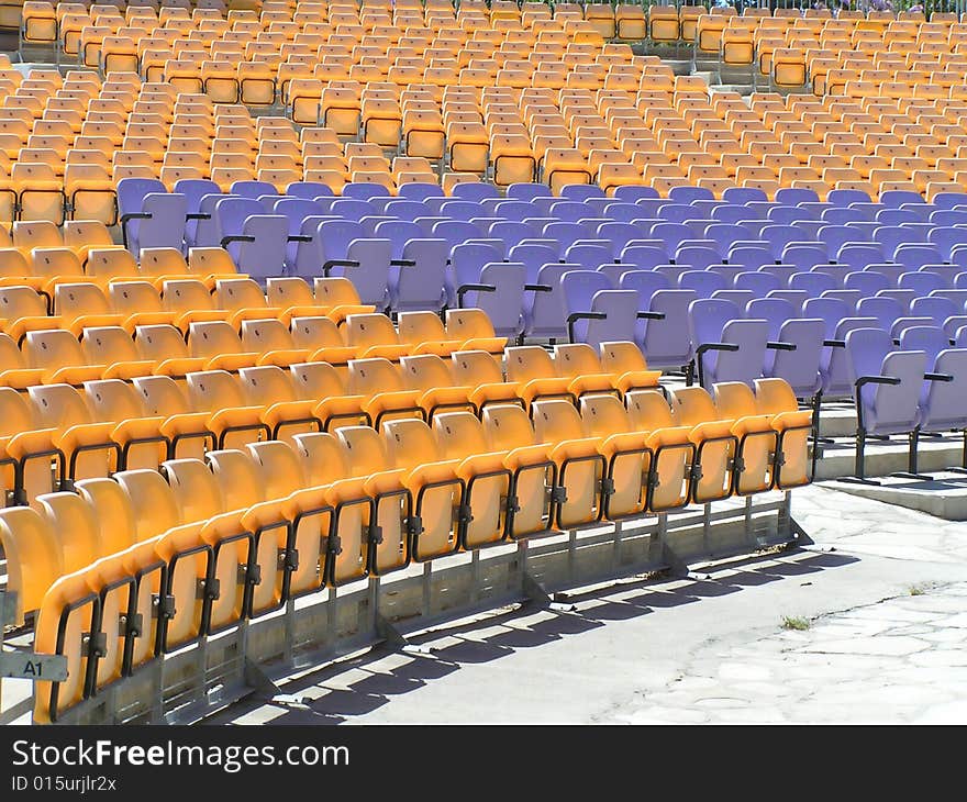 Empty spectator's seats at summer theater. Empty spectator's seats at summer theater