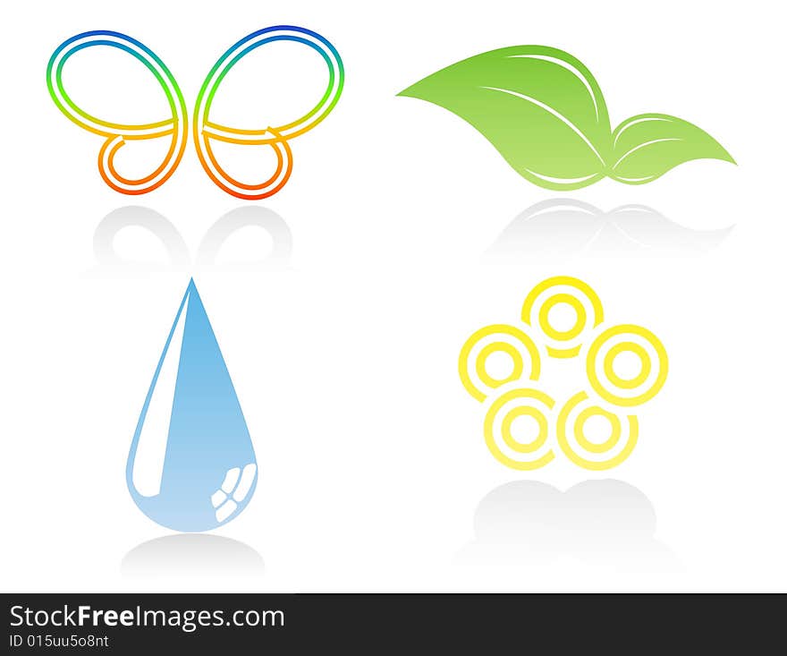 Four enviromental vector icons, logo. Elements for design