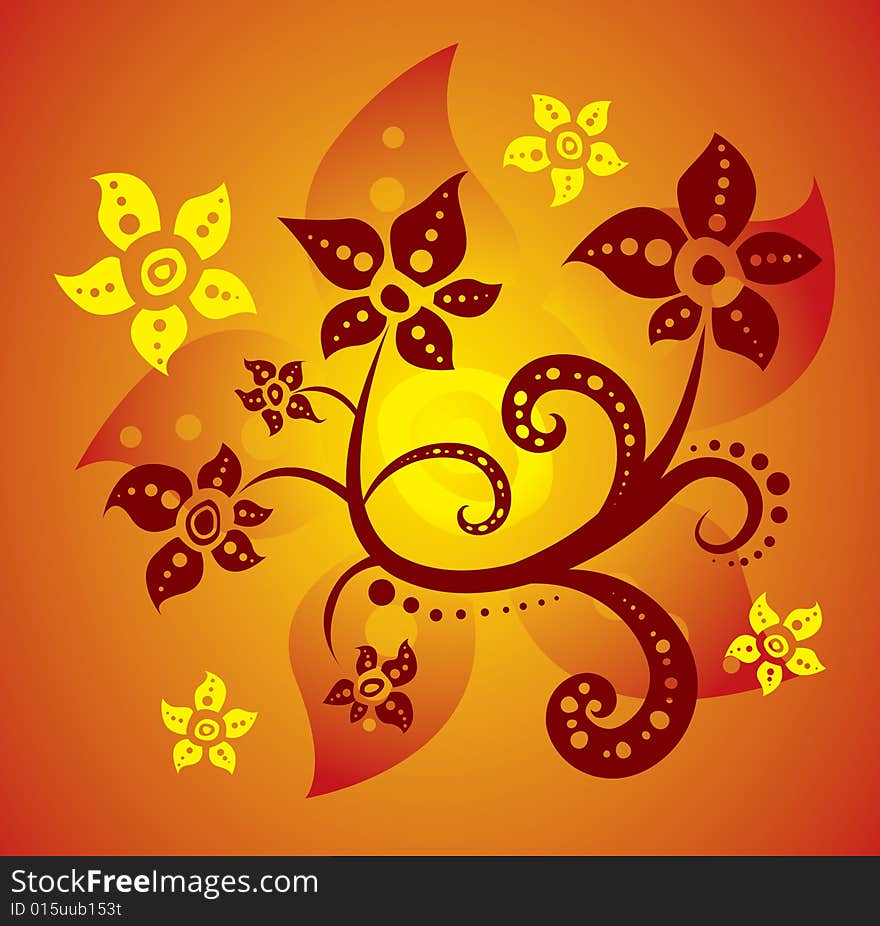 Flowers, ornament element, background, leaf.