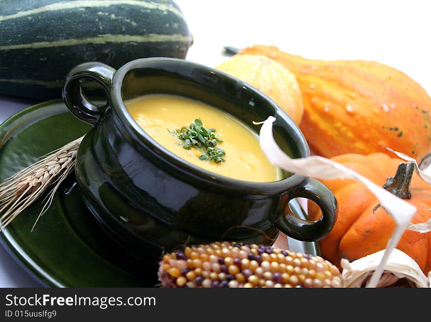 A fresh soup of pumpkin with spices