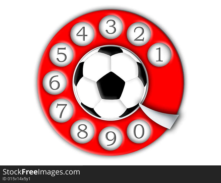 Football and dial on a white background