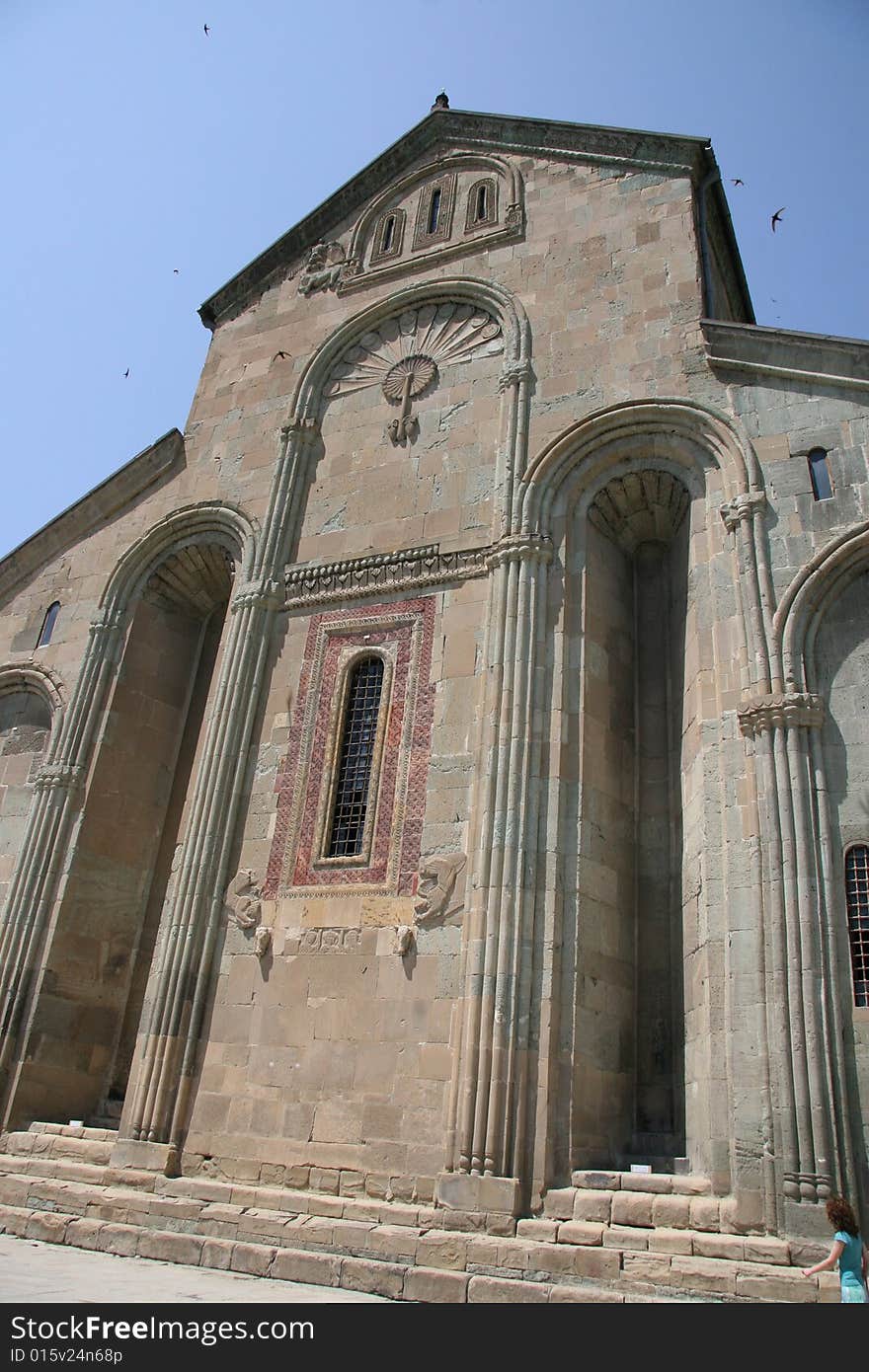 Georgian chapel and birds(Mzheta, Georgia). Georgian chapel and birds(Mzheta, Georgia)