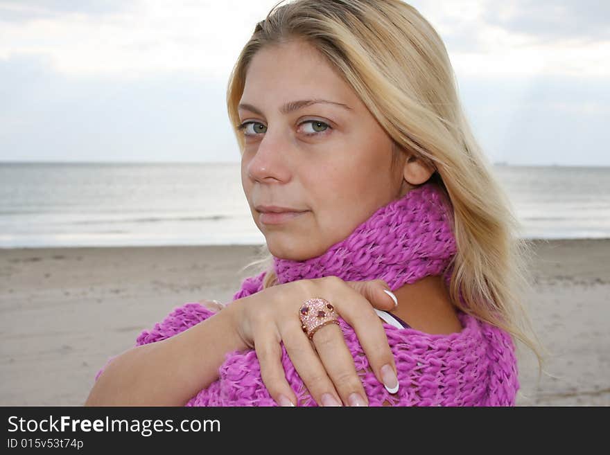 The young girl at sea coast. The young girl at sea coast