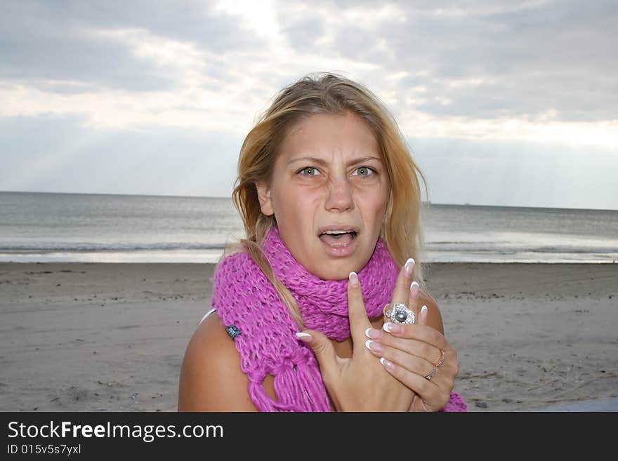 The young girl at sea coast. The young girl at sea coast