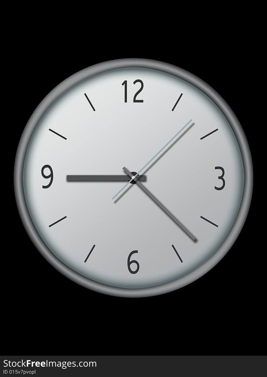 Realistic clock illustration isolated on black