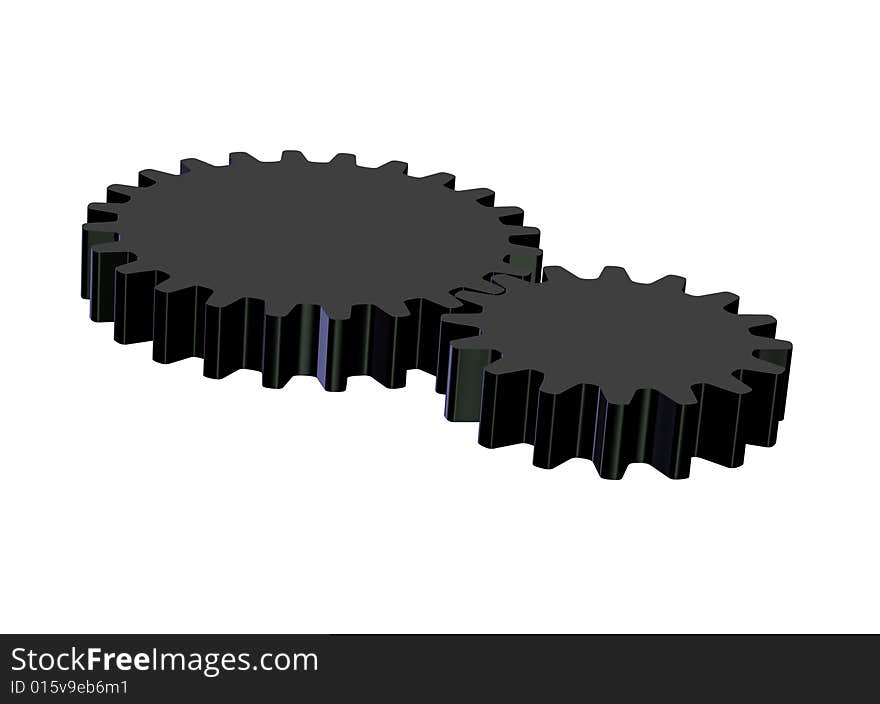 3d Mechanical wheels on isolated background. 3d Mechanical wheels on isolated background