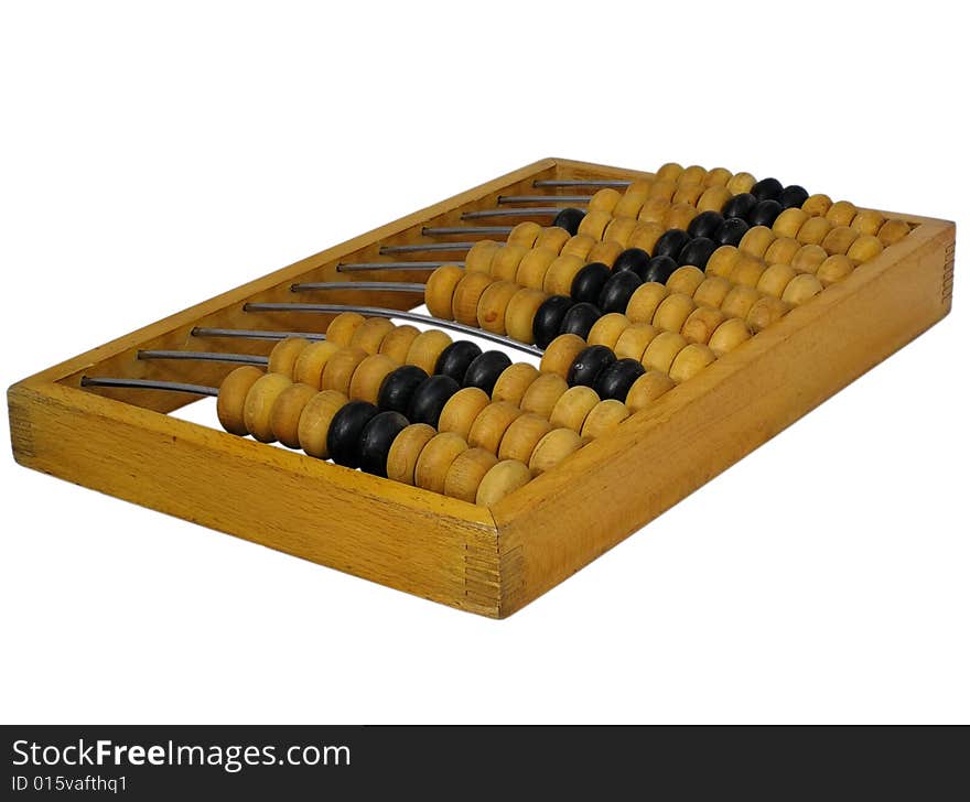 Old wooden abacus on white background. Old wooden abacus on white background