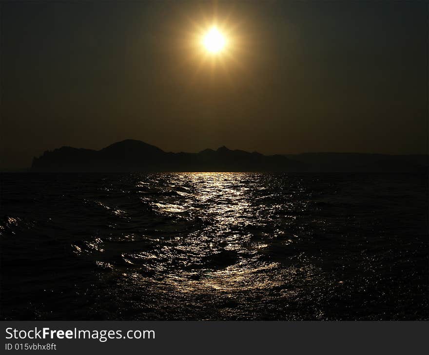 Sunset on Black Sea in Crimea