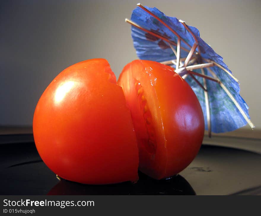 Half Tomato With Umbrella