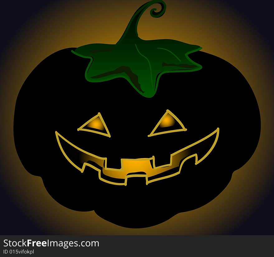 A halloween pumpkin in the dark night. Vector illustration.