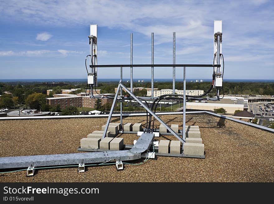 Cellular antennas installed on the rooftop