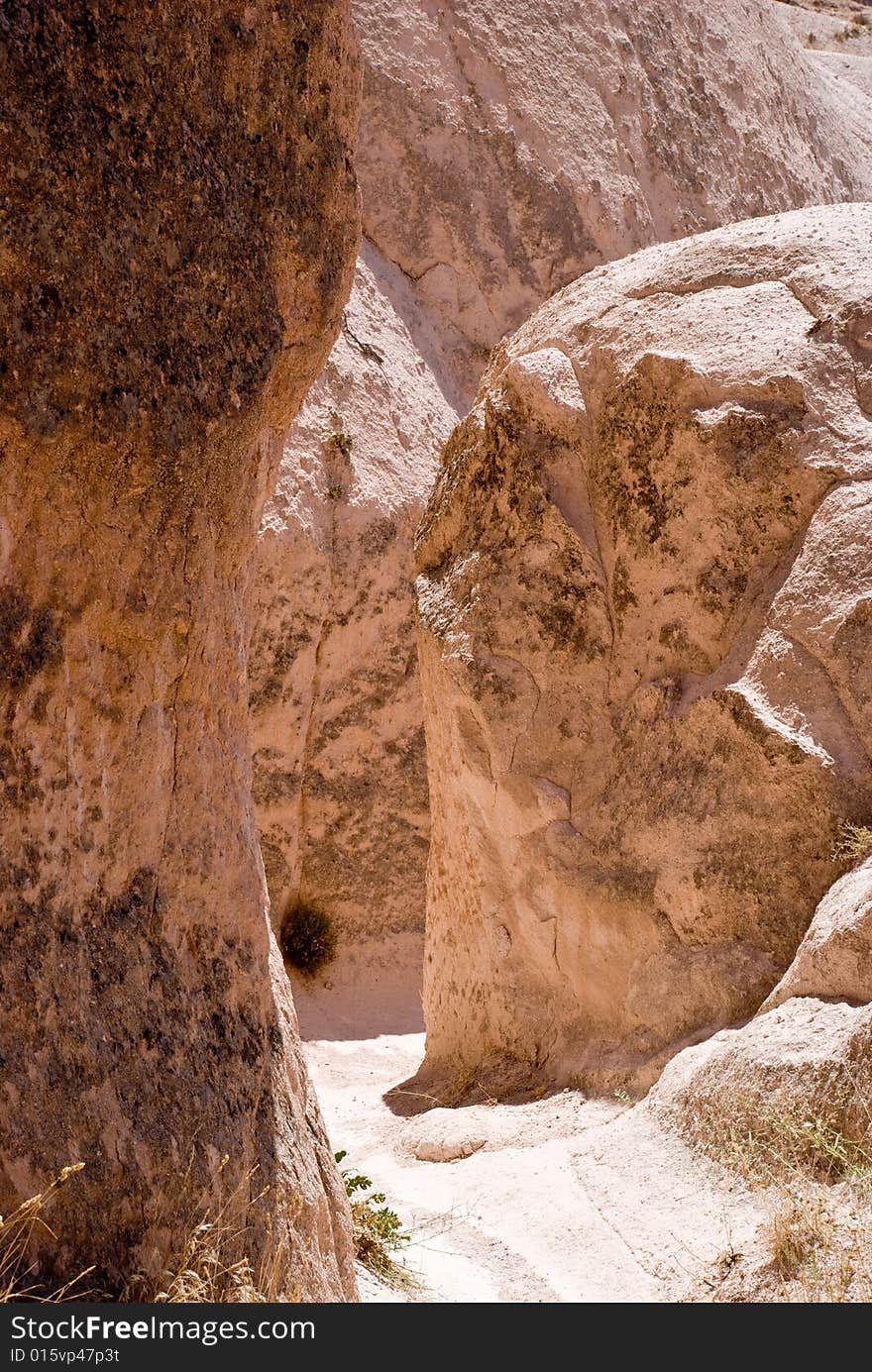 Red sandstone of Cappadocia, Turkey