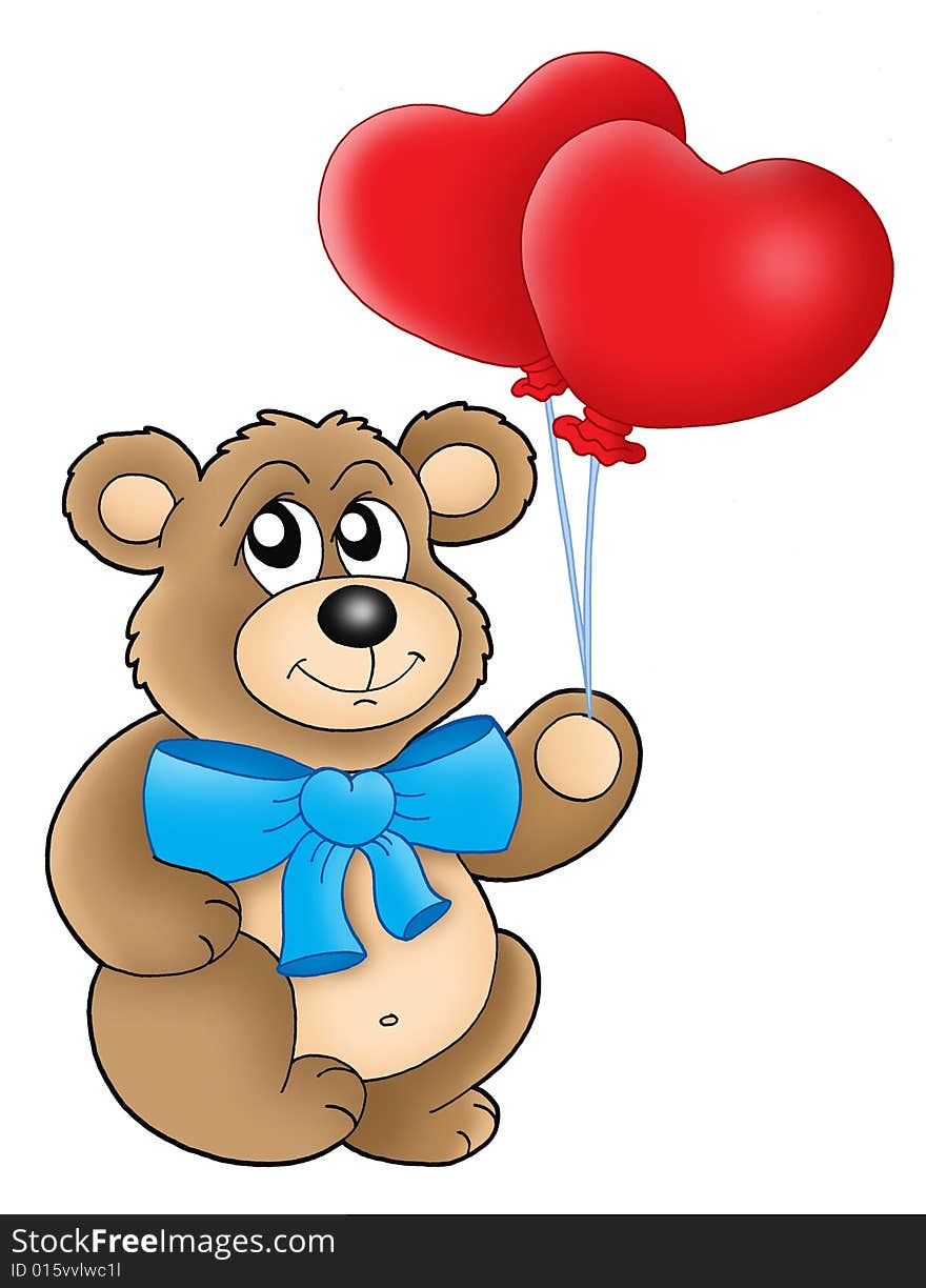 Teddy Bear With Heart Balloons