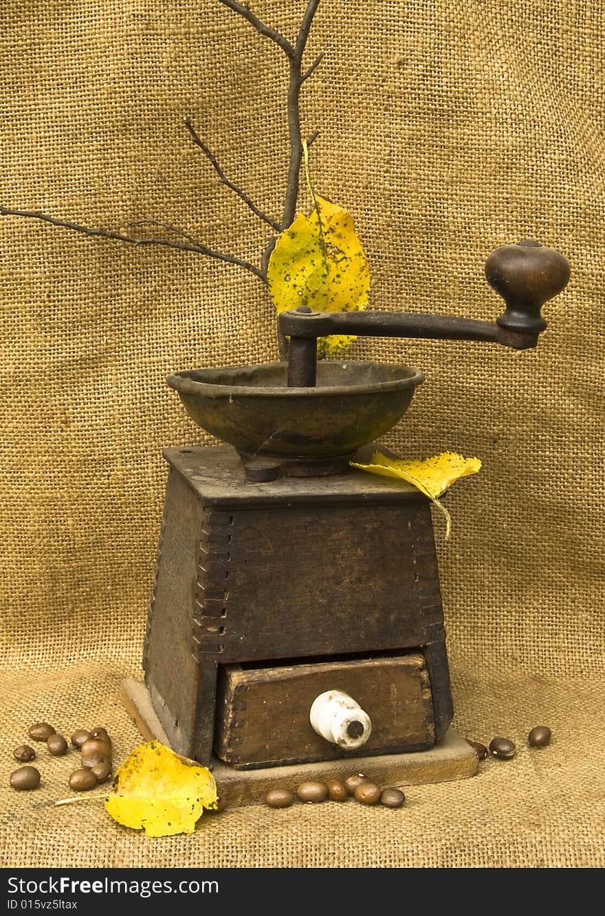 A coffee mill in the mood of autumn