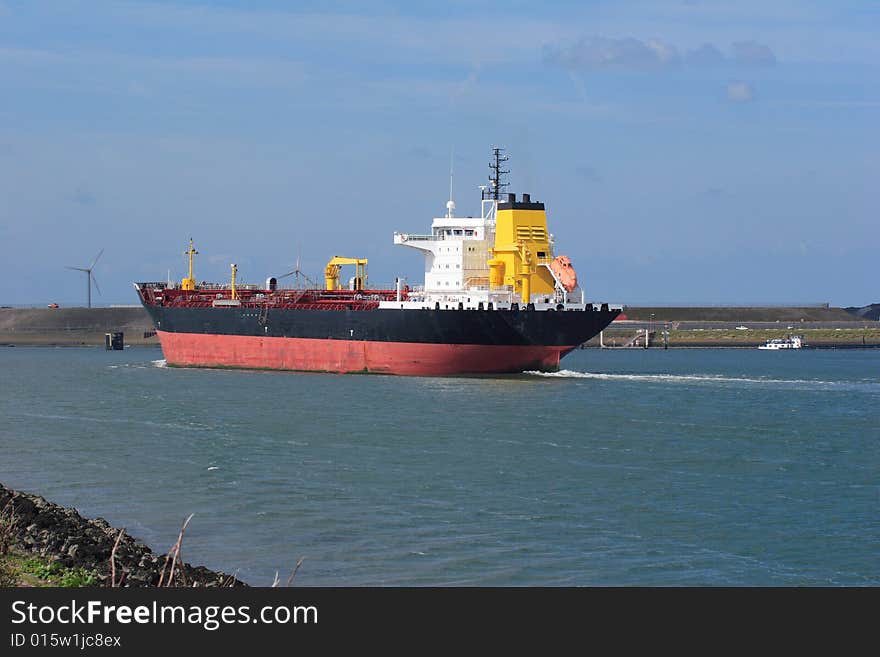 Freight ship leaving the harbor. Freight ship leaving the harbor