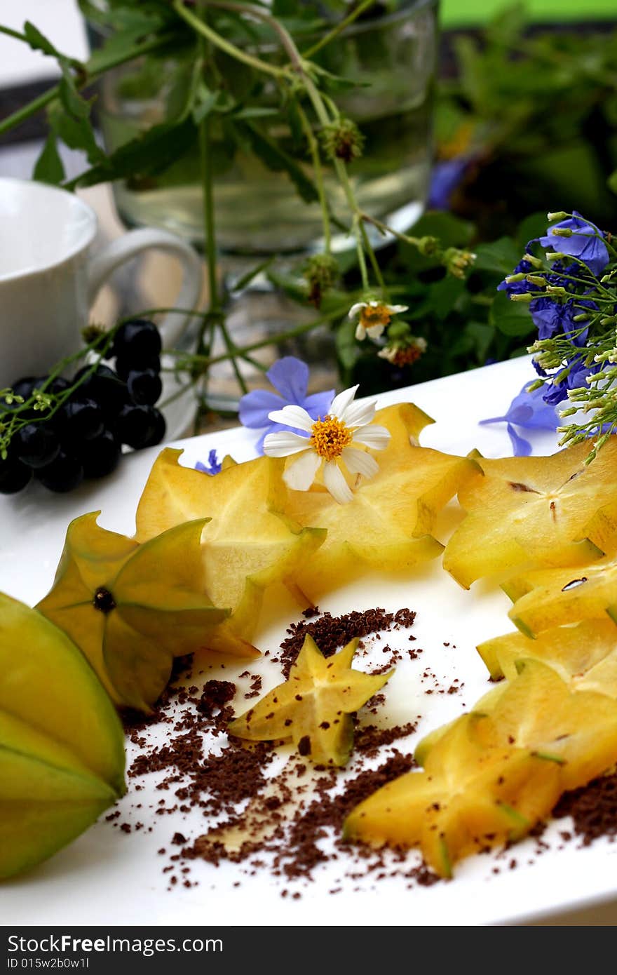 Starfruit Decorated With Chocolate