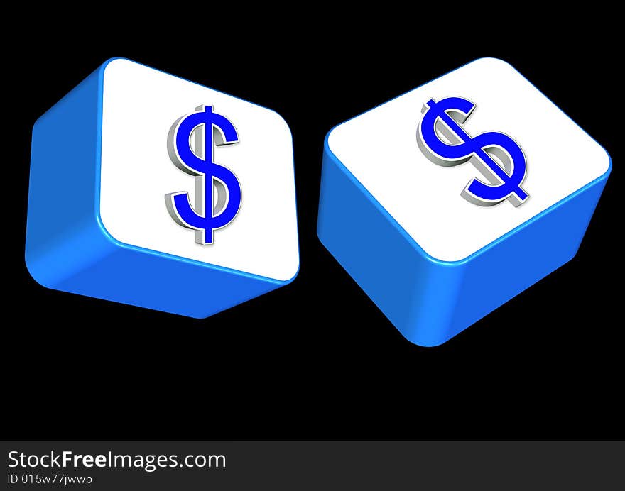 Symbols of dollar in a square in a black background