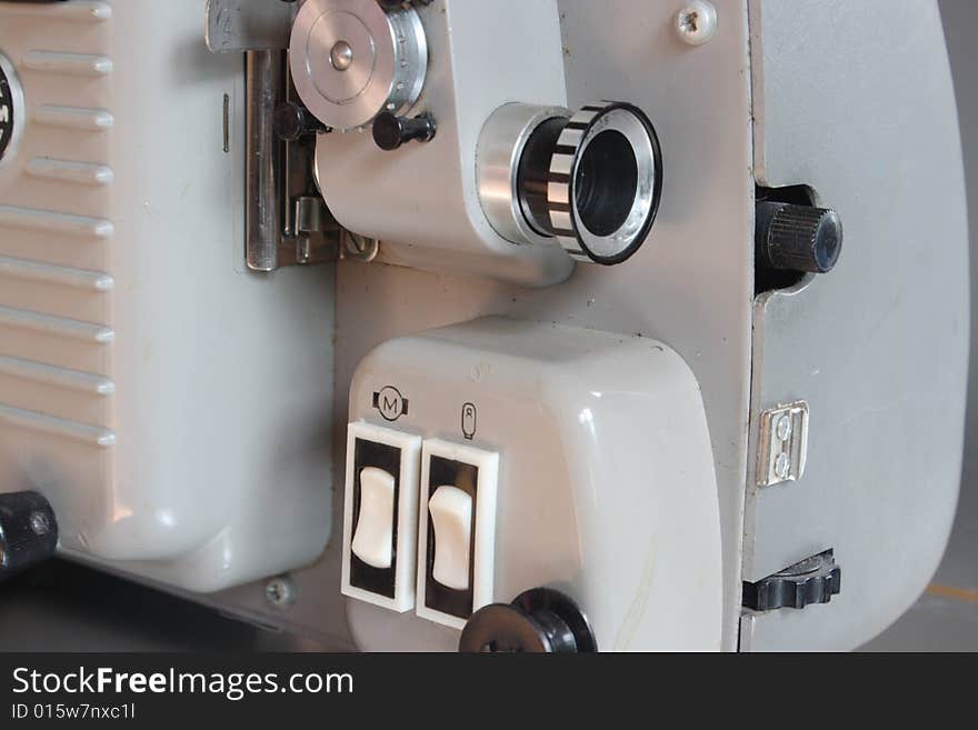 Close up shot of an old 8mm home movie projector. Close up shot of an old 8mm home movie projector