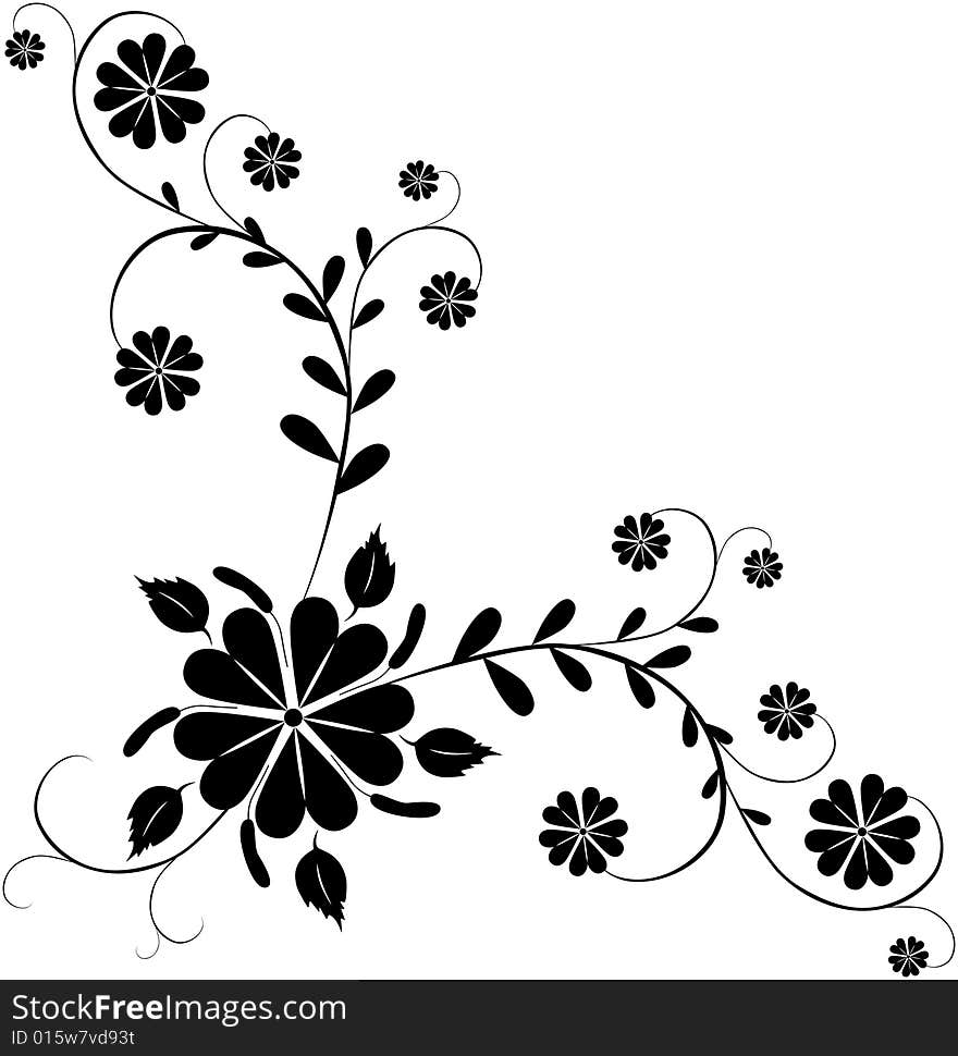 Black and white floral ornament. Black and white floral ornament