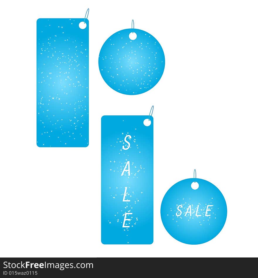 Set of four sparkling blue badges with word sale