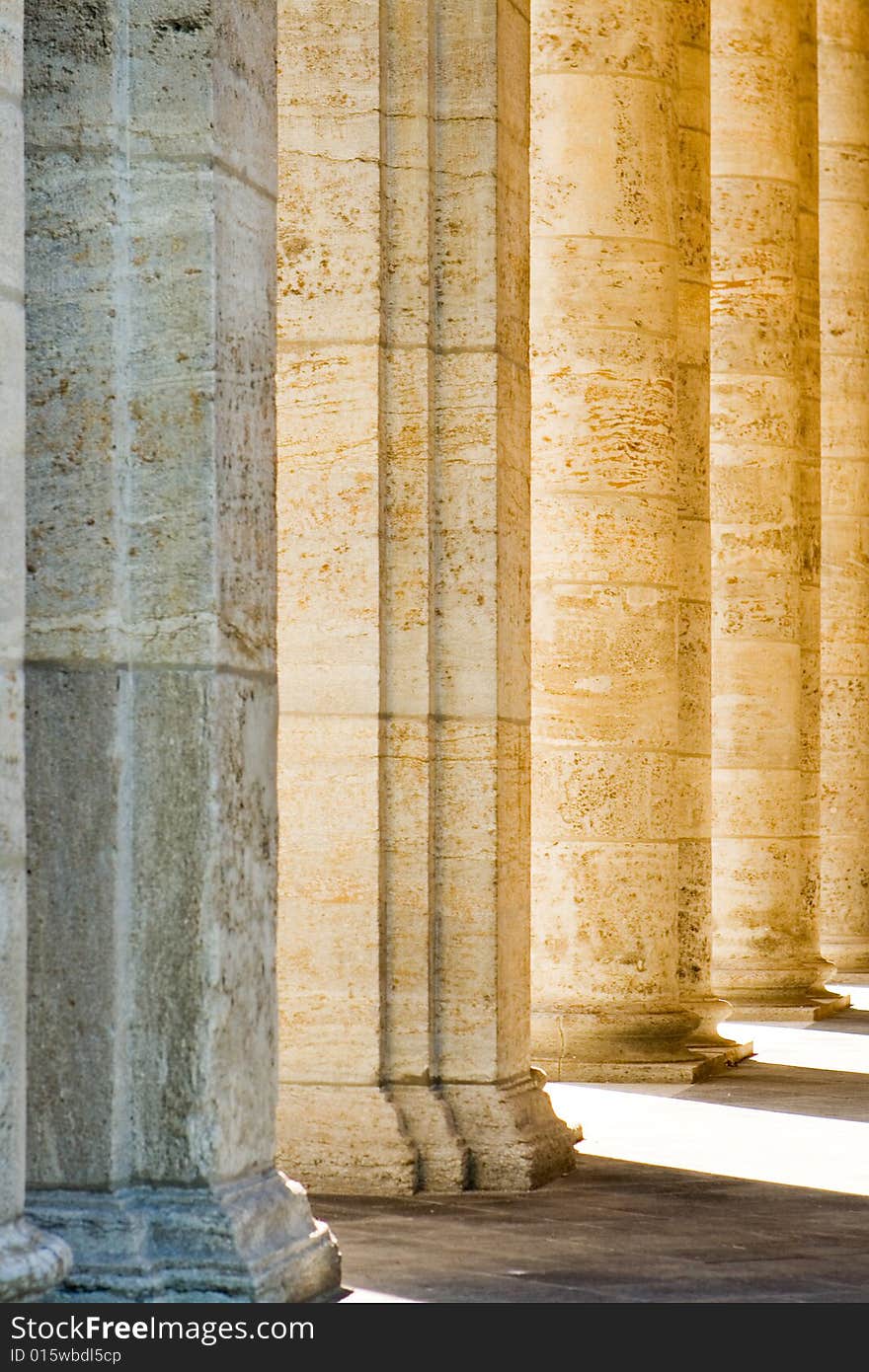 Columns in evening sunlight