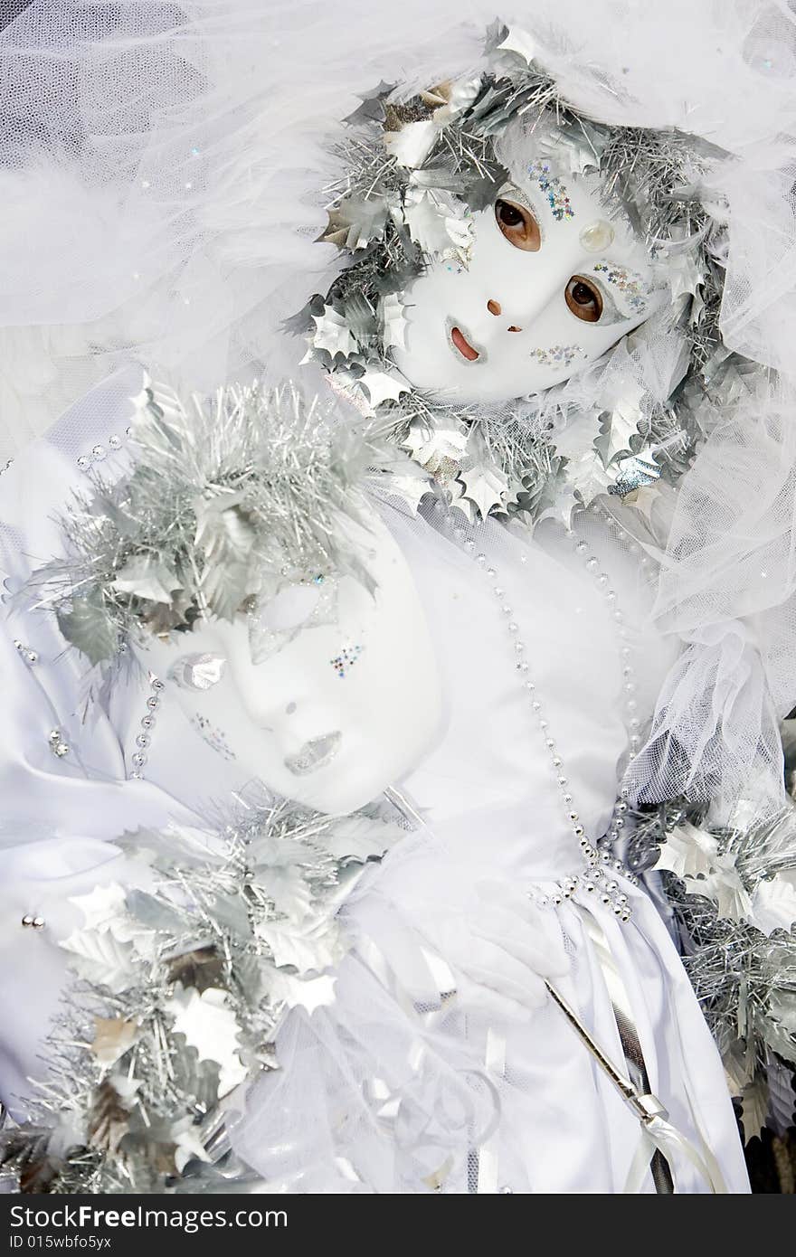 A woman in costume at the Venice Carnival