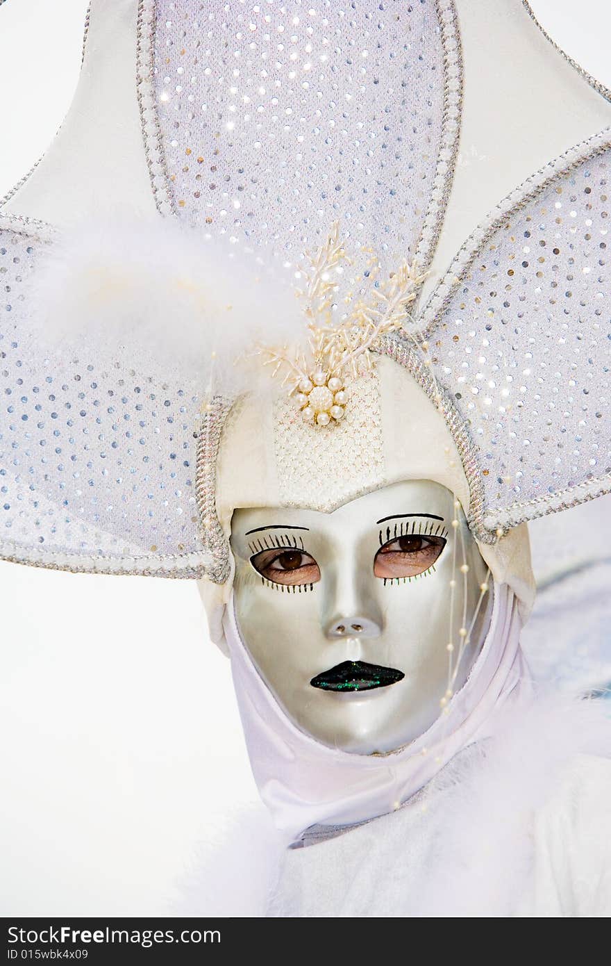 A woman in costume at the Venice Carnival