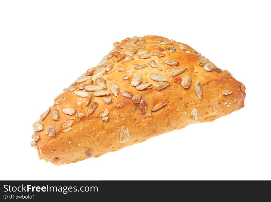 Pumpkin seeded savory bread isolated on white