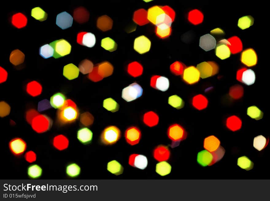 Blurry pattern of colorful decoration lights. Holiday background