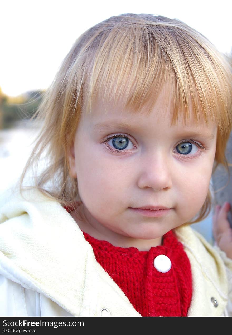 Closeup portrait of cute little caucasian girl. Closeup portrait of cute little caucasian girl