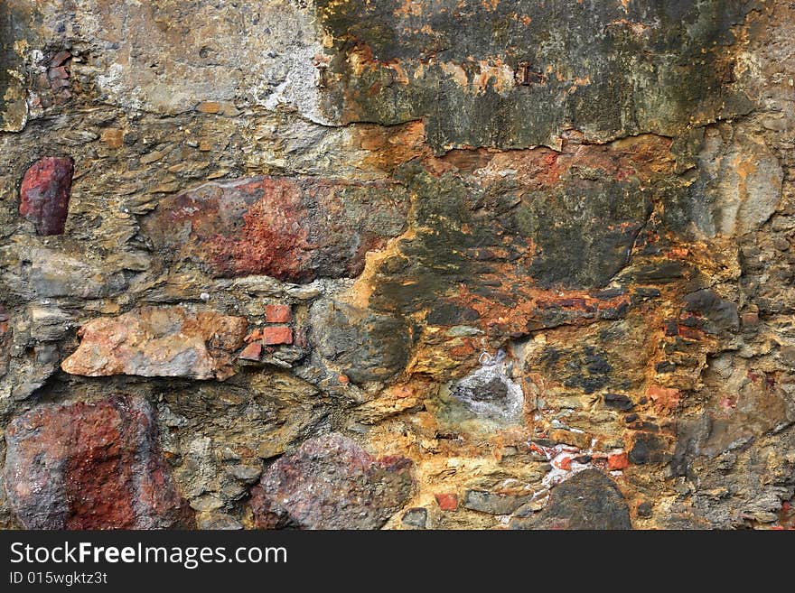 Texture of a wall from an office used to give support to an abandoned mine facility.