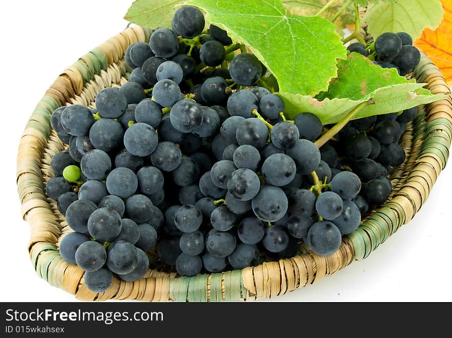 Fresh grapes in a basket