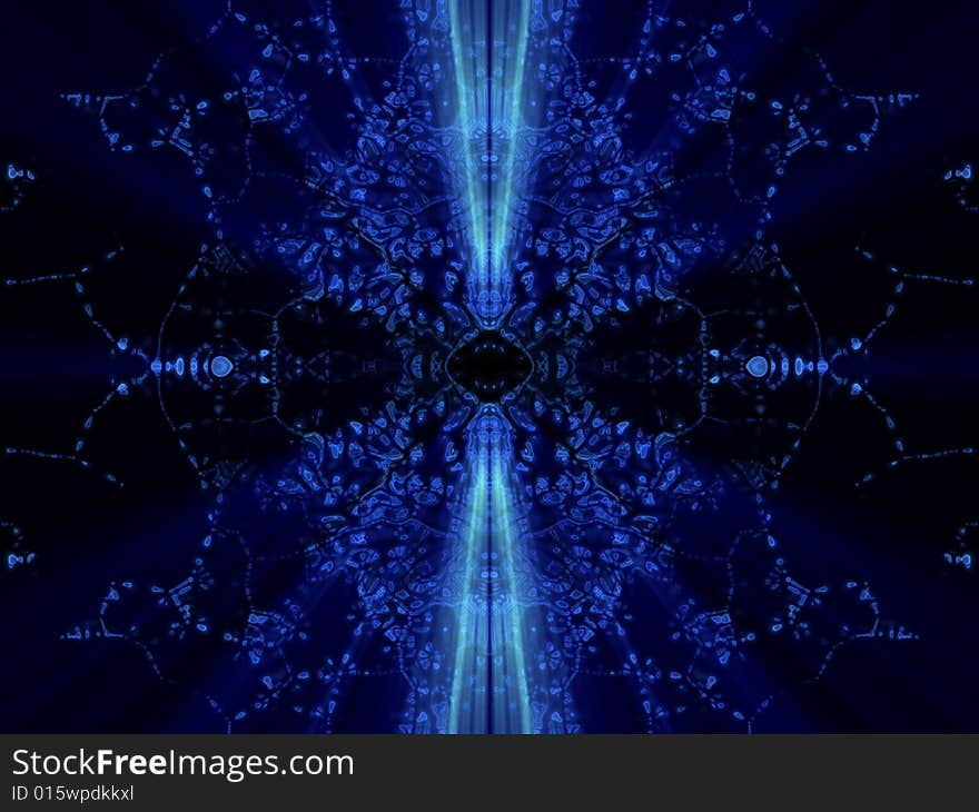 Fantasy mirrored blue abstract with shines