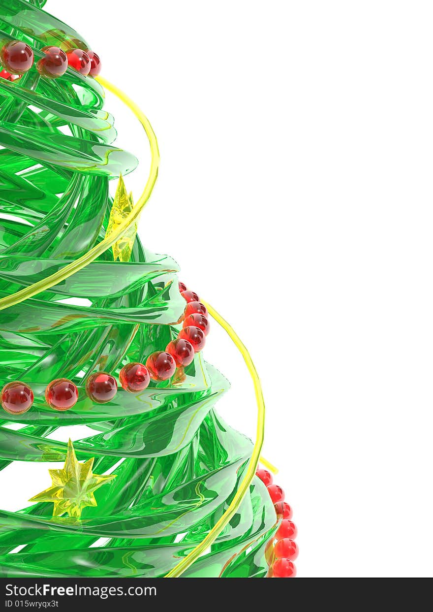 The rendered stylized Christmas glass pine tree. The rendered stylized Christmas glass pine tree