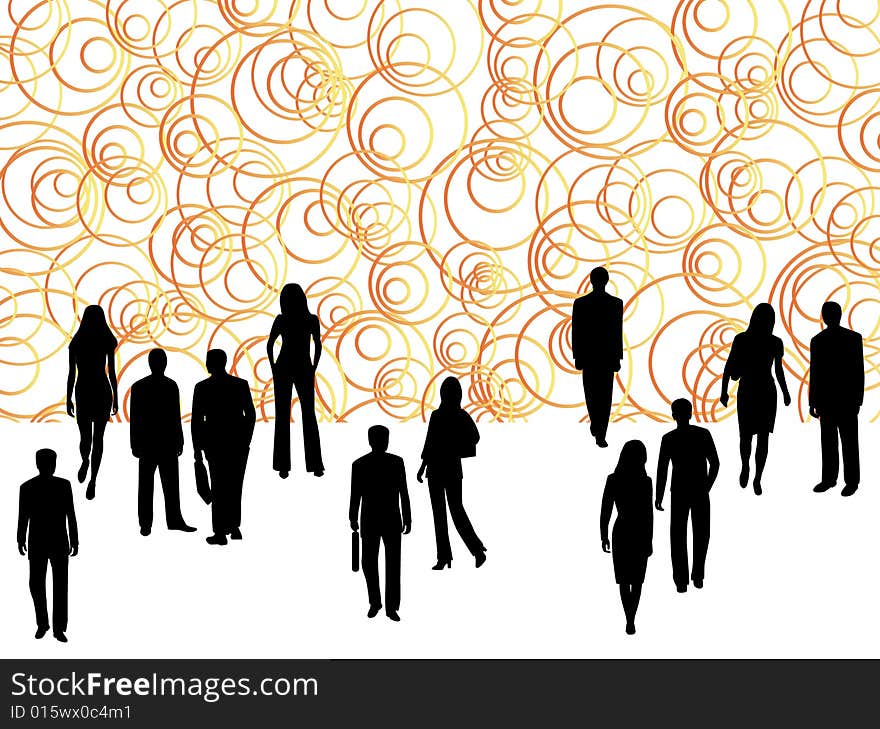 Illustration of business people, circles