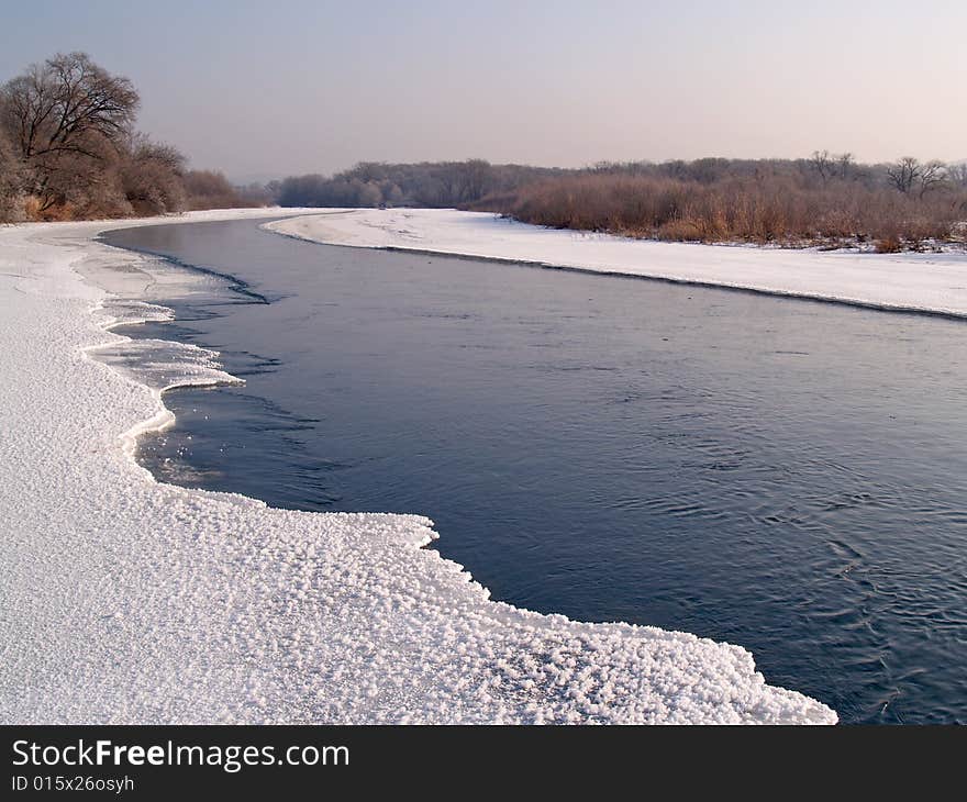 Riverheads of Ussuri in the winter