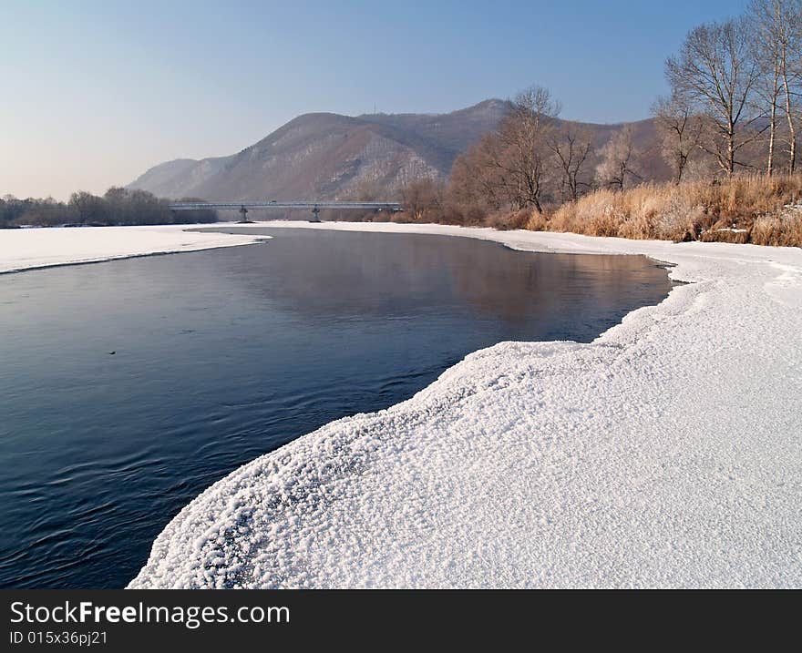 Riverheads of Ussuri in the winter